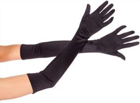 img 4 attached to Long Satin Finger Gloves For Women'S Evening Party - 21 Inch In Black And White
