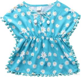 img 4 attached to 👶 Adorable Douhoow Toddler Baby Girls Swim Cover-up: The Perfect Beach Sundress & Summer Poncho Rash Guards