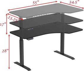 img 2 attached to SHW 55-дюймовый большой электрический L-образный стол с регулируемой высотой и правым углом, черный