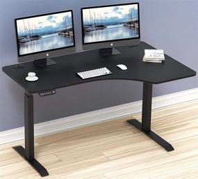 img 1 attached to SHW 55-Inch Large Electric Height Adjustable L-Shaped Standing Desk With Right Facing Corner, Black