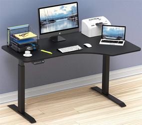img 3 attached to SHW 55-Inch Large Electric Height Adjustable L-Shaped Standing Desk With Right Facing Corner, Black