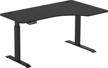 shw 55-inch large electric height adjustable l-shaped standing desk with right facing corner, black logo