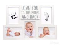 pearhead love you to the moon and back collage baby frame, gender-neutral nursery décor for new and expecting parents, baby keepsake frame, white logo