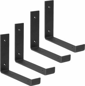 img 4 attached to Heavy Duty Floating Shelf Brackets - 4 Pack Black Metal Holders For Wall Mount Shelves, 4X6 Inch By Ilyapa