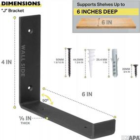 img 3 attached to Heavy Duty Floating Shelf Brackets - 4 Pack Black Metal Holders For Wall Mount Shelves, 4X6 Inch By Ilyapa