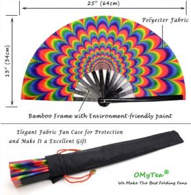 img 1 attached to OMyTea Bamboo Folding Hand Fan - Perfect For EDM Festivals, Performances & Gifts!