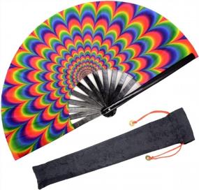 img 4 attached to OMyTea Bamboo Folding Hand Fan - Perfect For EDM Festivals, Performances & Gifts!