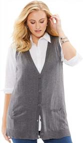 img 1 attached to Roamans Women'S Plus Size Fine Gauge Drop Needle Knitted Sweater Vest