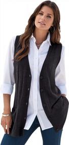 img 4 attached to Roamans Women'S Plus Size Fine Gauge Drop Needle Knitted Sweater Vest