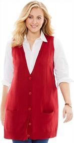 img 2 attached to Roamans Women'S Plus Size Fine Gauge Drop Needle Knitted Sweater Vest