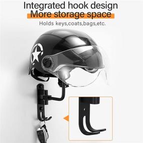 img 1 attached to 🔧 Convenient Helmet Wall Mount Rack for Motorcycle Accessories - 180° Rotation, Ideal for Storage and Easy Access, Includes Helmet Bags (2 Pack)