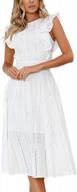 women's elegant ruffle cap sleeve a-line midi dress for wedding cocktail summer логотип