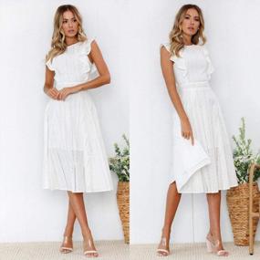 img 3 attached to Women'S Elegant Ruffle Cap Sleeve A-Line Midi Dress For Wedding Cocktail Summer