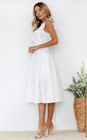 img 2 attached to Women'S Elegant Ruffle Cap Sleeve A-Line Midi Dress For Wedding Cocktail Summer