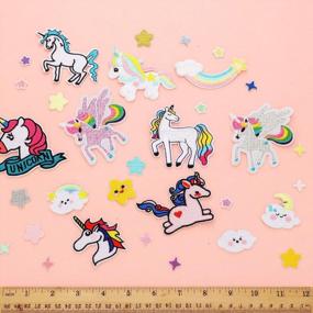 img 2 attached to 🌈 Colorful Unicorn Iron-on Patches: Rainbow Star & Cloud Designs for DIY Craft Clothing and Jeans Decoration - Set of 32