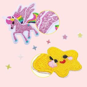 img 3 attached to 🌈 Colorful Unicorn Iron-on Patches: Rainbow Star & Cloud Designs for DIY Craft Clothing and Jeans Decoration - Set of 32