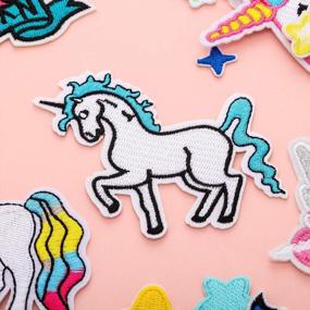 img 1 attached to 🌈 Colorful Unicorn Iron-on Patches: Rainbow Star & Cloud Designs for DIY Craft Clothing and Jeans Decoration - Set of 32