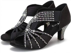 img 4 attached to Sparkling Half Rhinestone Latin Salsa Dance Shoes For Women: Perfect For Ballroom Practice, Weddings, And Indoors With 2.5-Inch Heels - Style YT05