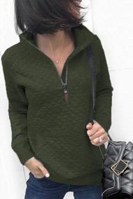 img 3 attached to Women'S Long Sleeve Quilted Pattern Sweatshirt With Zipper Pullover And Pockets