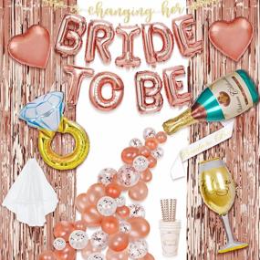 img 4 attached to Rose Gold Bride To Be Decorations Kit - 66PCS For Bridal Shower, Bachelorette Party | 16 Cups (12Oz), Straws, Sash, Veil & More!