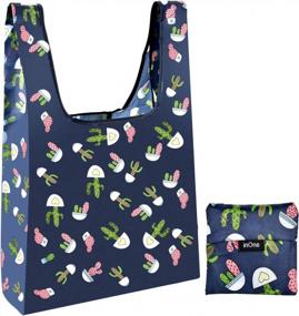 img 4 attached to Foldable Cactus Grocery Tote Bag With Pouch – Reusable Shopping Bag (1 Pack)