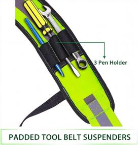 img 1 attached to Heavy Duty Carpenter Tool Belt Suspenders With Reflective Safety Strips For Enhanced Visibility