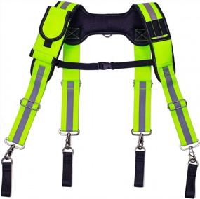 img 4 attached to Heavy Duty Carpenter Tool Belt Suspenders With Reflective Safety Strips For Enhanced Visibility