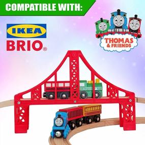 img 2 attached to Deluxe Wooden Train Track Set - 55 Pieces With 3 Destination Options For Compatible Brands - Ideal Gifts For Kids And Toddlers!
