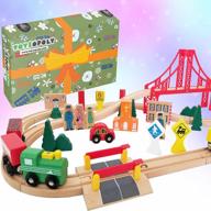 deluxe wooden train track set - 55 pieces with 3 destination options for compatible brands - ideal gifts for kids and toddlers! logo