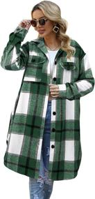 img 4 attached to SIKAINI Shacket Vintage Flannel Oversized Women's Clothing via Coats, Jackets & Vests