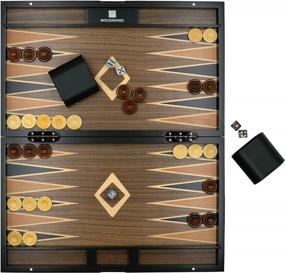 img 3 attached to Woodronic 17 Folding Classic Board Game Backgammon Set - Walnut Mahogany Case, Best Strategy & Tactics Smart Game