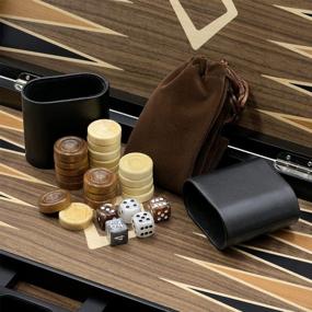 img 1 attached to Woodronic 17 Folding Classic Board Game Backgammon Set - Walnut Mahogany Case, Best Strategy & Tactics Smart Game