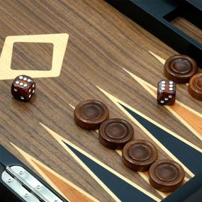 img 2 attached to Woodronic 17 Folding Classic Board Game Backgammon Set - Walnut Mahogany Case, Best Strategy & Tactics Smart Game