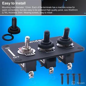 img 3 attached to 🔘 Twidec/3 Gang Rocker Toggle Switch Metal Panel with Water-resistant Cap - 16A 250V AC/12V DC SPST 2 Position ON/Off Switch Plate - TEN-1021-B101-BMZ