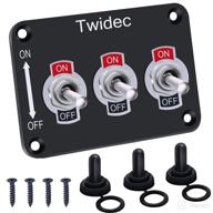 🔘 twidec/3 gang rocker toggle switch metal panel with water-resistant cap - 16a 250v ac/12v dc spst 2 position on/off switch plate - ten-1021-b101-bmz logo