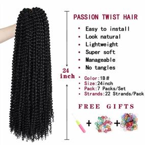 img 3 attached to Get The Perfect Passion Twist With Ubeleco'S Water Wave Crochet Hair In 24 Inches, Pack Of 7 For Women'S Natural Black Bohemian Style: Synthetic Curly Braiding Hair Extensions (1B)