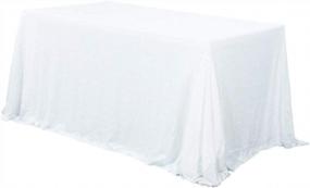 img 4 attached to White Sequin Tablecloth, 60 X 120-Inch Rectangular, By Trlyc