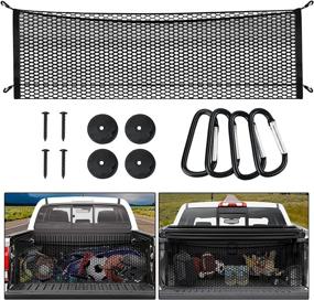 img 4 attached to 🚚 Enhanced Pickup Truck Bed Storage: Elastic Trunk Organizer Cargo Net with Hooks and Carabiners for Universal Fit in SUVs, Cars, and Vehicles