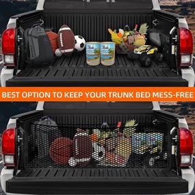 img 2 attached to 🚚 Enhanced Pickup Truck Bed Storage: Elastic Trunk Organizer Cargo Net with Hooks and Carabiners for Universal Fit in SUVs, Cars, and Vehicles