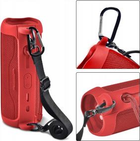 img 3 attached to Red Silicone Cover With Shoulder Strap And Carabiner For JBL FLIP 6 Waterproof Portable Bluetooth Speaker, Gel Soft Skin Rubber Case, Ideal For Travel And Storage