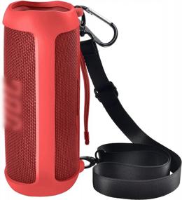 img 4 attached to Red Silicone Cover With Shoulder Strap And Carabiner For JBL FLIP 6 Waterproof Portable Bluetooth Speaker, Gel Soft Skin Rubber Case, Ideal For Travel And Storage