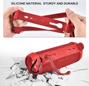 img 2 attached to Red Silicone Cover With Shoulder Strap And Carabiner For JBL FLIP 6 Waterproof Portable Bluetooth Speaker, Gel Soft Skin Rubber Case, Ideal For Travel And Storage