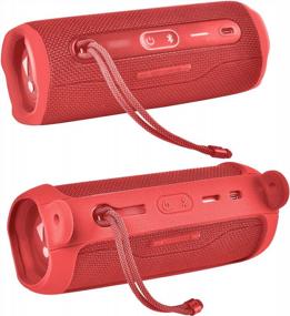 img 1 attached to Красный силиконовый чехол с плечевым ремнем и карабином для JBL FLIP 6 Водонепроницаемый портативный Bluetooth-динамик, гелевый мягкий резиновый чехол, идеально подходит для путешествий и хранения