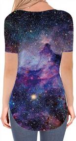 img 3 attached to Stellar Style: Women'S Galaxy T-Shirt With Celestial Design And Fashionable Side Slits