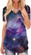stellar style: women's galaxy t-shirt with celestial design and fashionable side slits logo