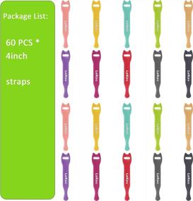 img 3 attached to Reusable Hook And Loop Cable Ties - 60 PCS, 4 Inch Fastening Straps For Wire Management, Cord Organization And Home Office Desk Arrangement - Lekou