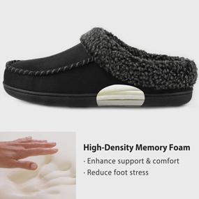 img 3 attached to ULTRAIDEAS Men'S Moccasin Slippers: Memory Foam Insole, Faux Sherpa Lining & Nonslip Rubber Sole For Indoor/Outdoor Use