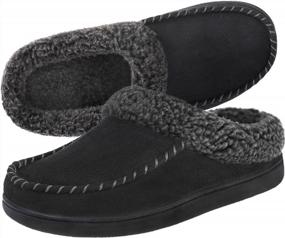 img 4 attached to ULTRAIDEAS Men'S Moccasin Slippers: Memory Foam Insole, Faux Sherpa Lining & Nonslip Rubber Sole For Indoor/Outdoor Use