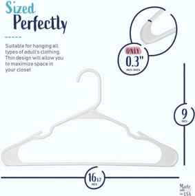img 3 attached to USA Made White Plastic Hangers 60 Pack – Notched Standard-Size Clothes Hangers – Slim, Durable White Hangers For Clothing & Accessories – Closet Organization Essentials For Home, Apartment, Dorm