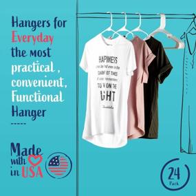 img 2 attached to USA Made White Plastic Hangers 60 Pack – Notched Standard-Size Clothes Hangers – Slim, Durable White Hangers For Clothing & Accessories – Closet Organization Essentials For Home, Apartment, Dorm